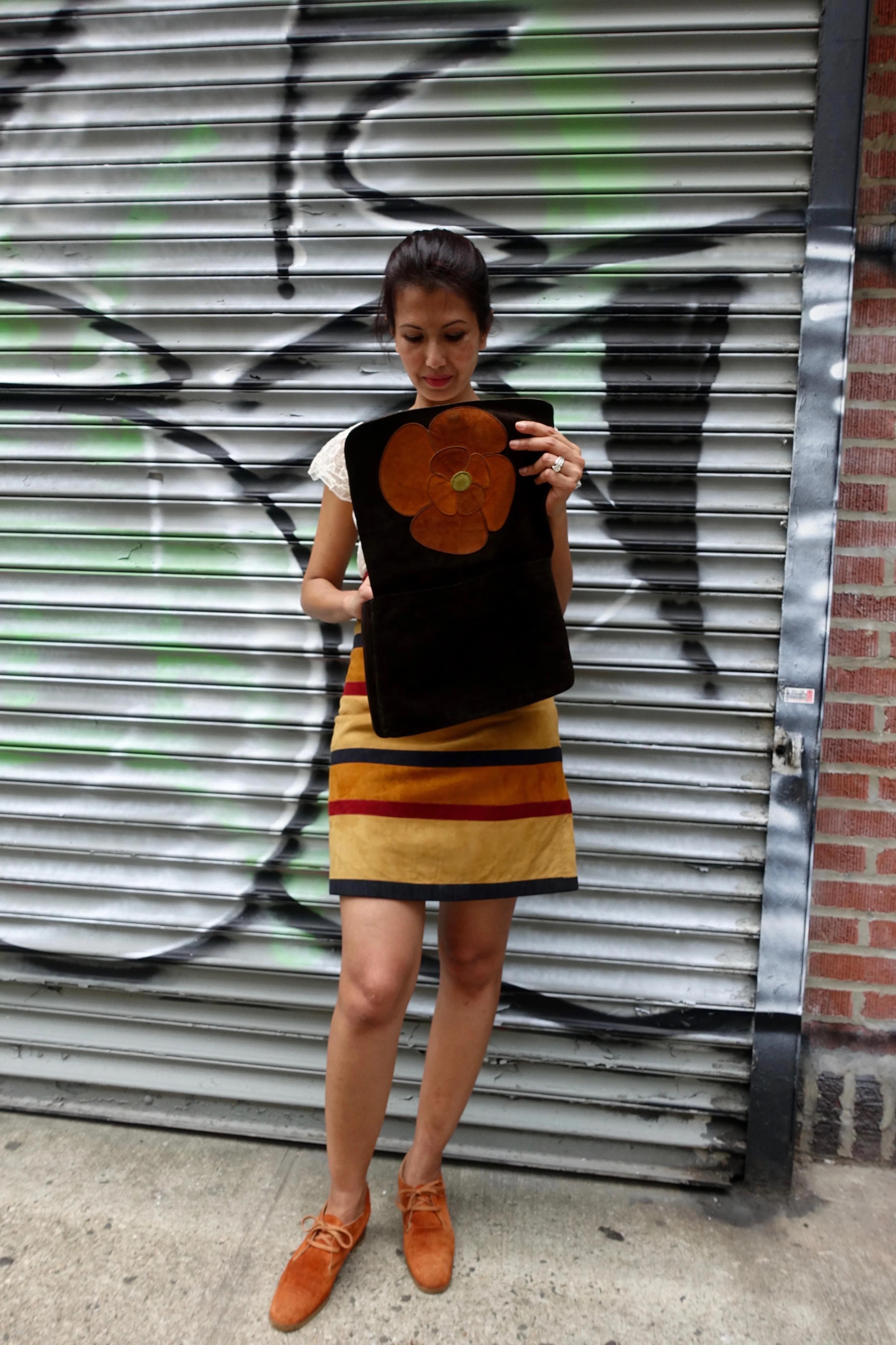 1970's Suede Appliqué Clutch Bag - SOLD