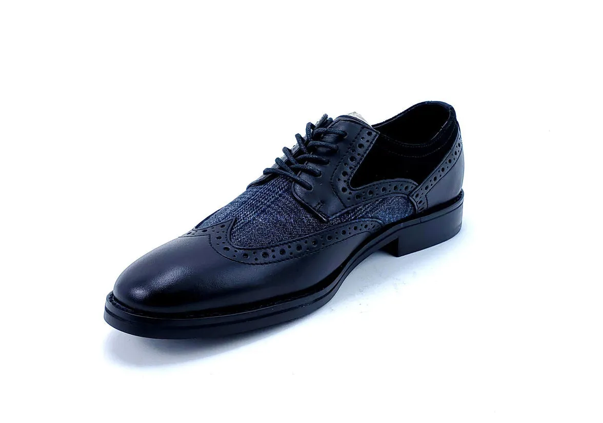 Bar III Men's Oliver Mixed Wingtip Oxford Shoes  Color Black Size 8M