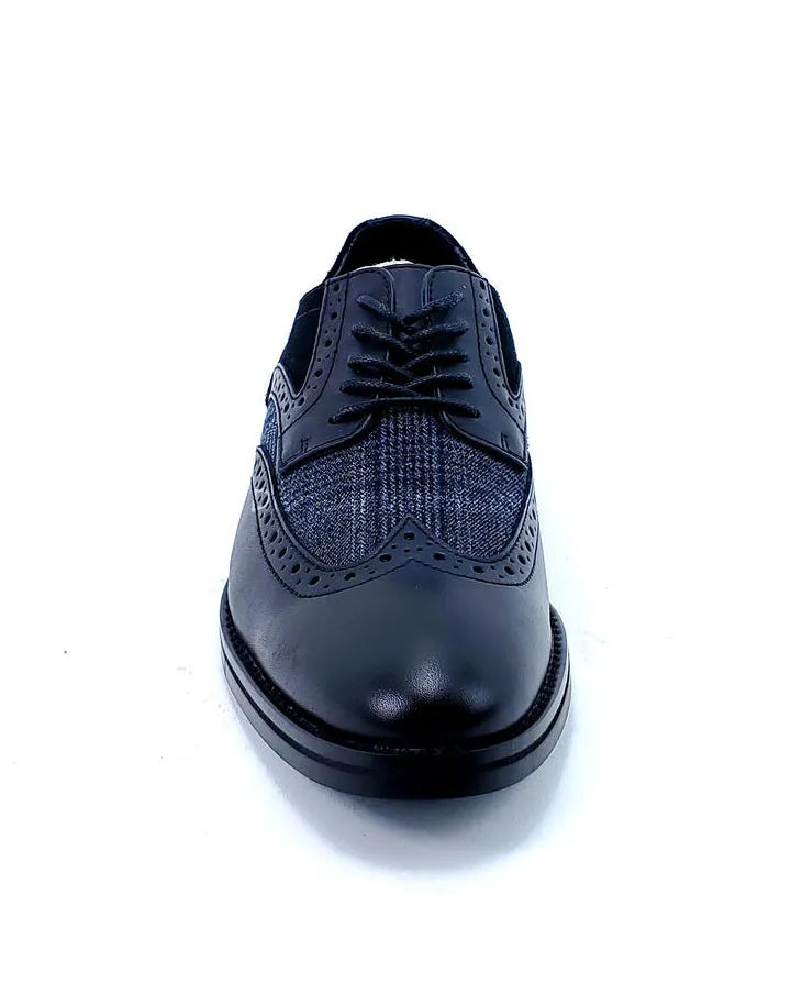 Bar III Men's Oliver Mixed Wingtip Oxford Shoes  Color Black Size 8M