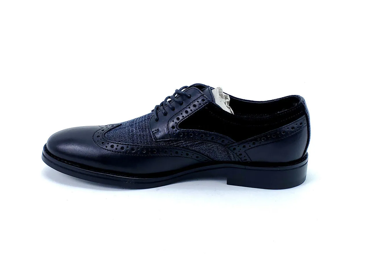 Bar III Men's Oliver Mixed Wingtip Oxford Shoes  Color Black Size 8M