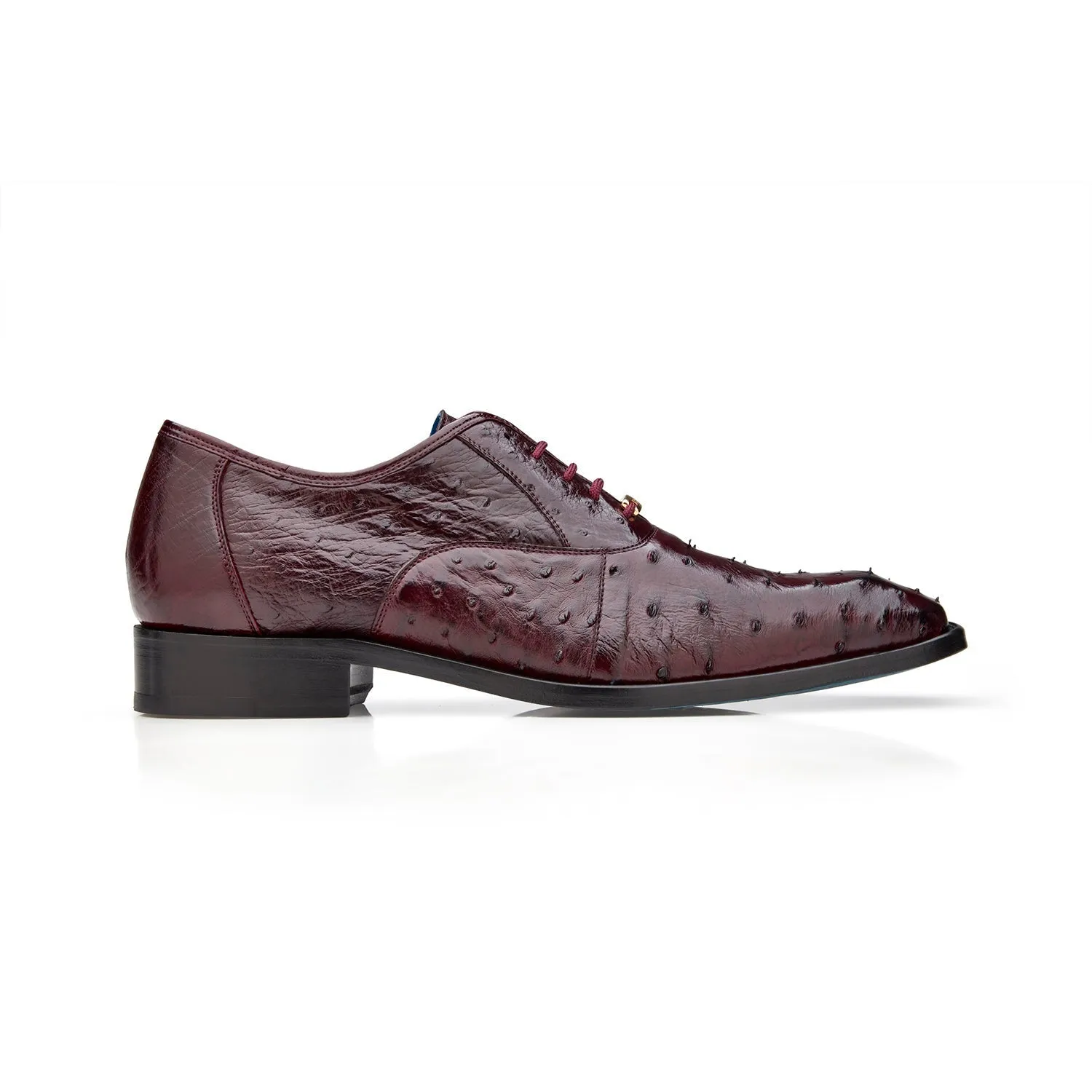 Belvedere Orlando D01 Men's Shoes Burgundy Genuine Ostrich Formal Oxfords (BV3137)