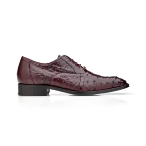 Belvedere Orlando D01 Men's Shoes Burgundy Genuine Ostrich Formal Oxfords (BV3137)
