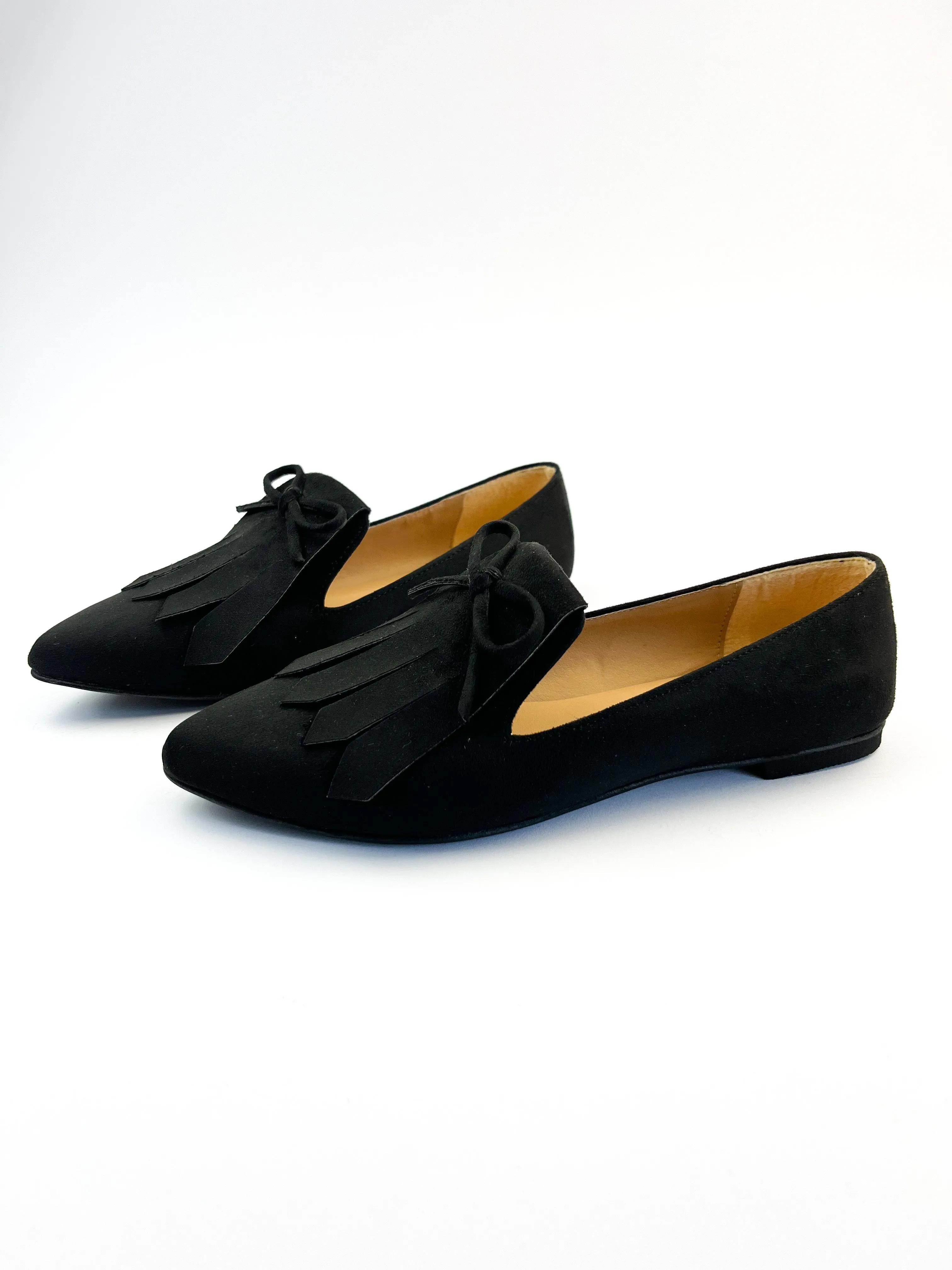 Black Fringed Suede Loafers
