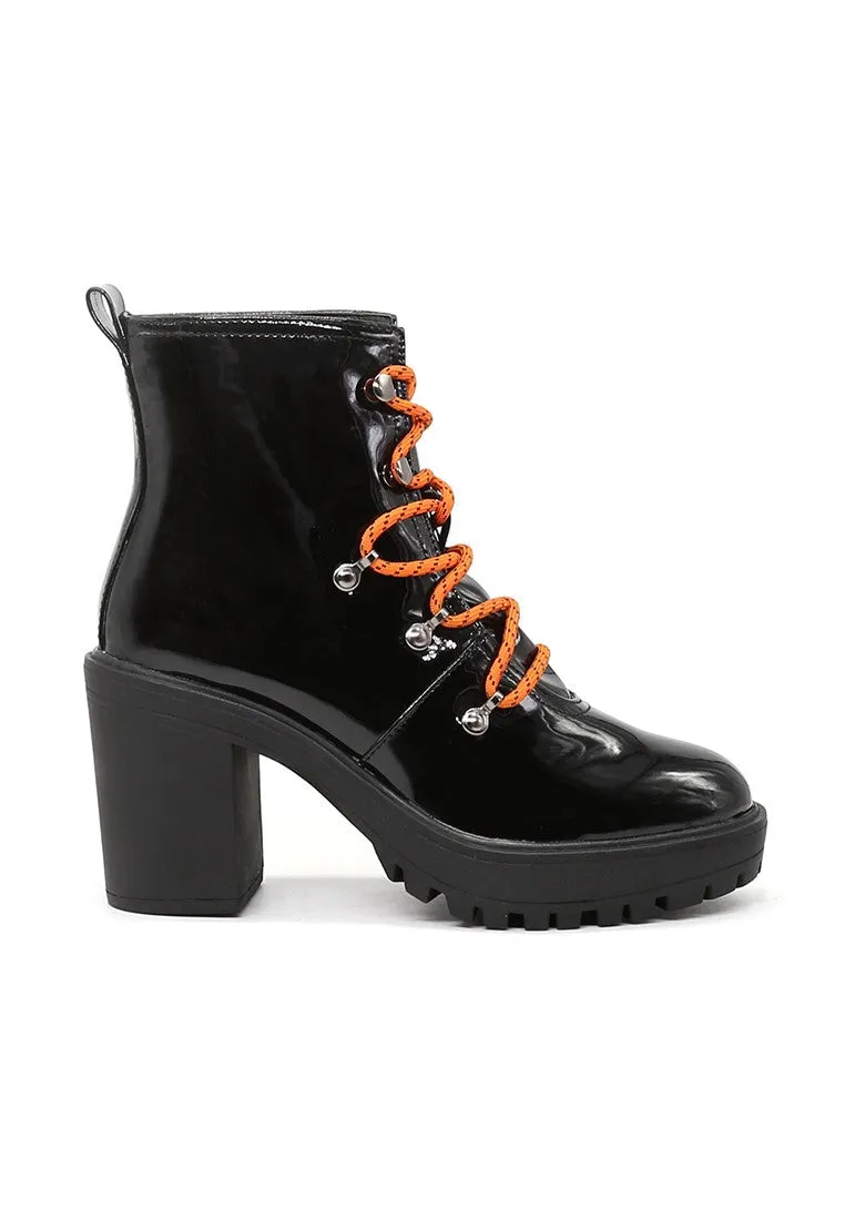 Black Lace up Chunky Boots