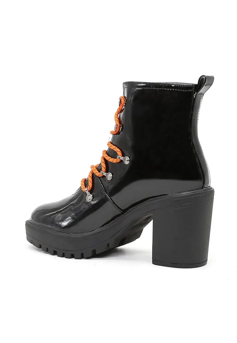 Black Lace up Chunky Boots