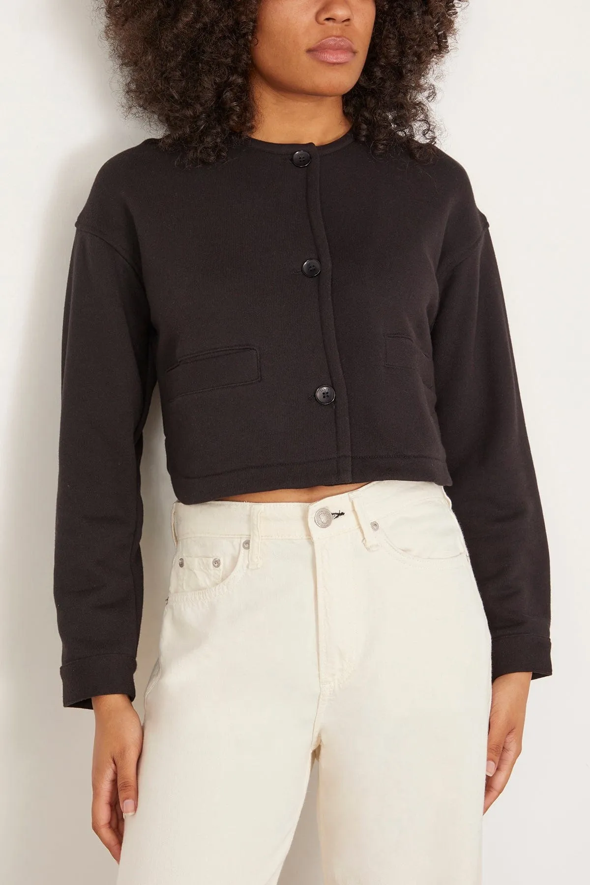 Ciro B Cropped Sweatshirt Jacket in Black