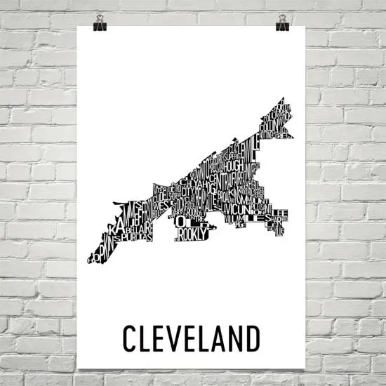 Cleveland Neighborhood Typography Prints – Modern Map Art
