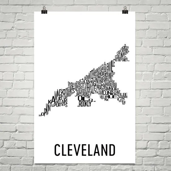 Cleveland Neighborhood Typography Prints – Modern Map Art