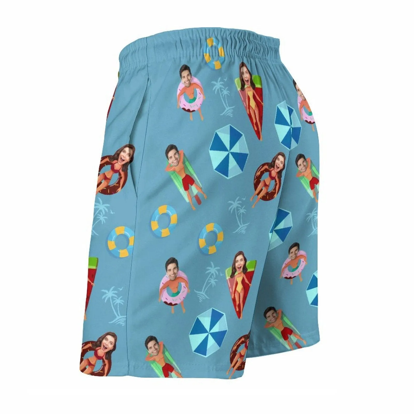 Custom Girlfriend Face Happy Pool Men's Casual Quick-drying Beach Shorts