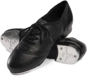 Danshuz Women's Split Sole Jazz Tap Black Oxfords