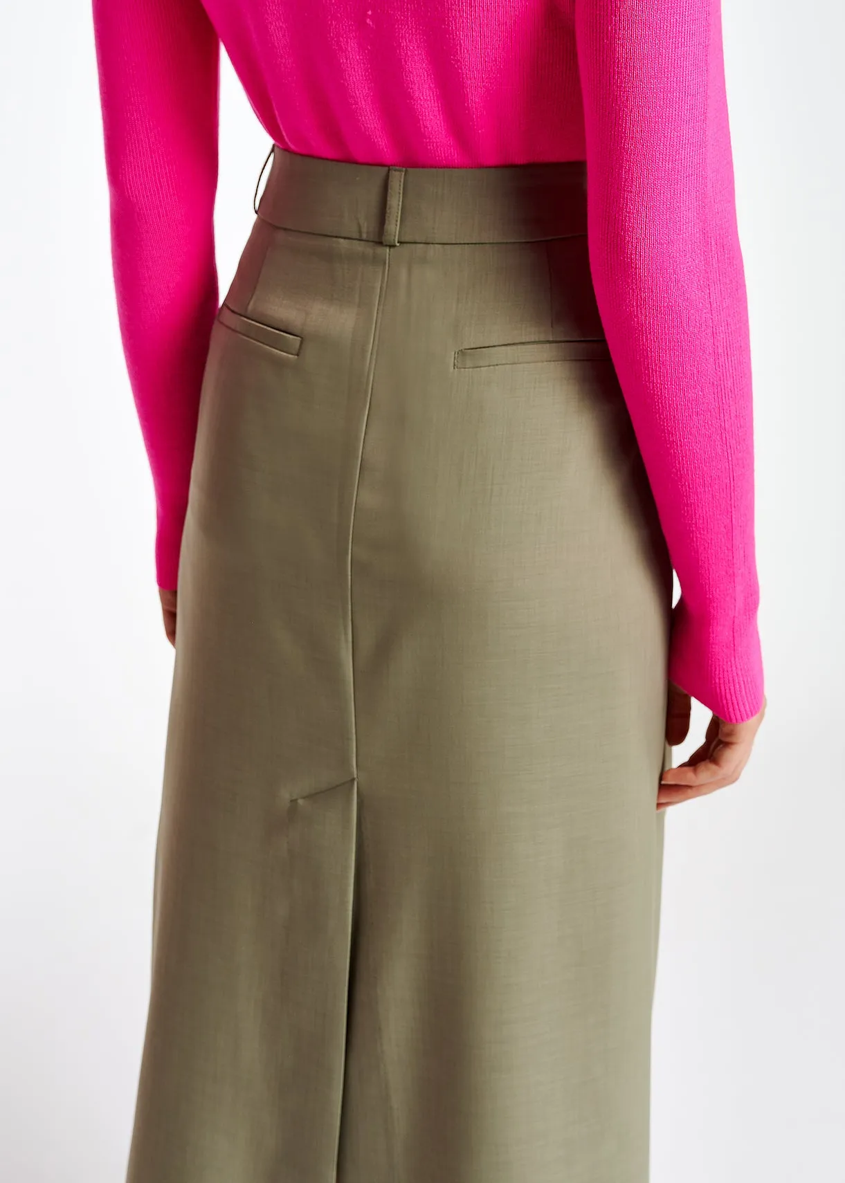 Khaki ankle-length skirt