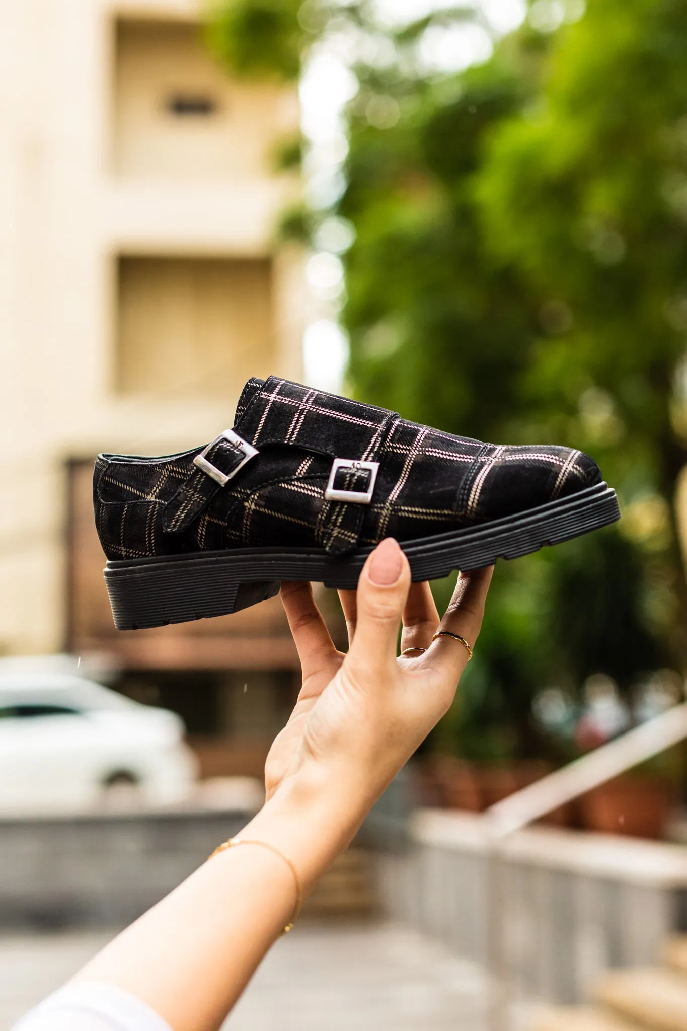 La 6ème Glen Plaid Monks in Black