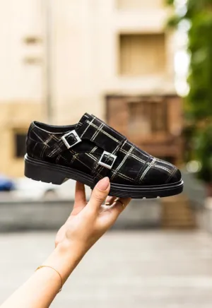 La 6ème Glen Plaid Monks in Black