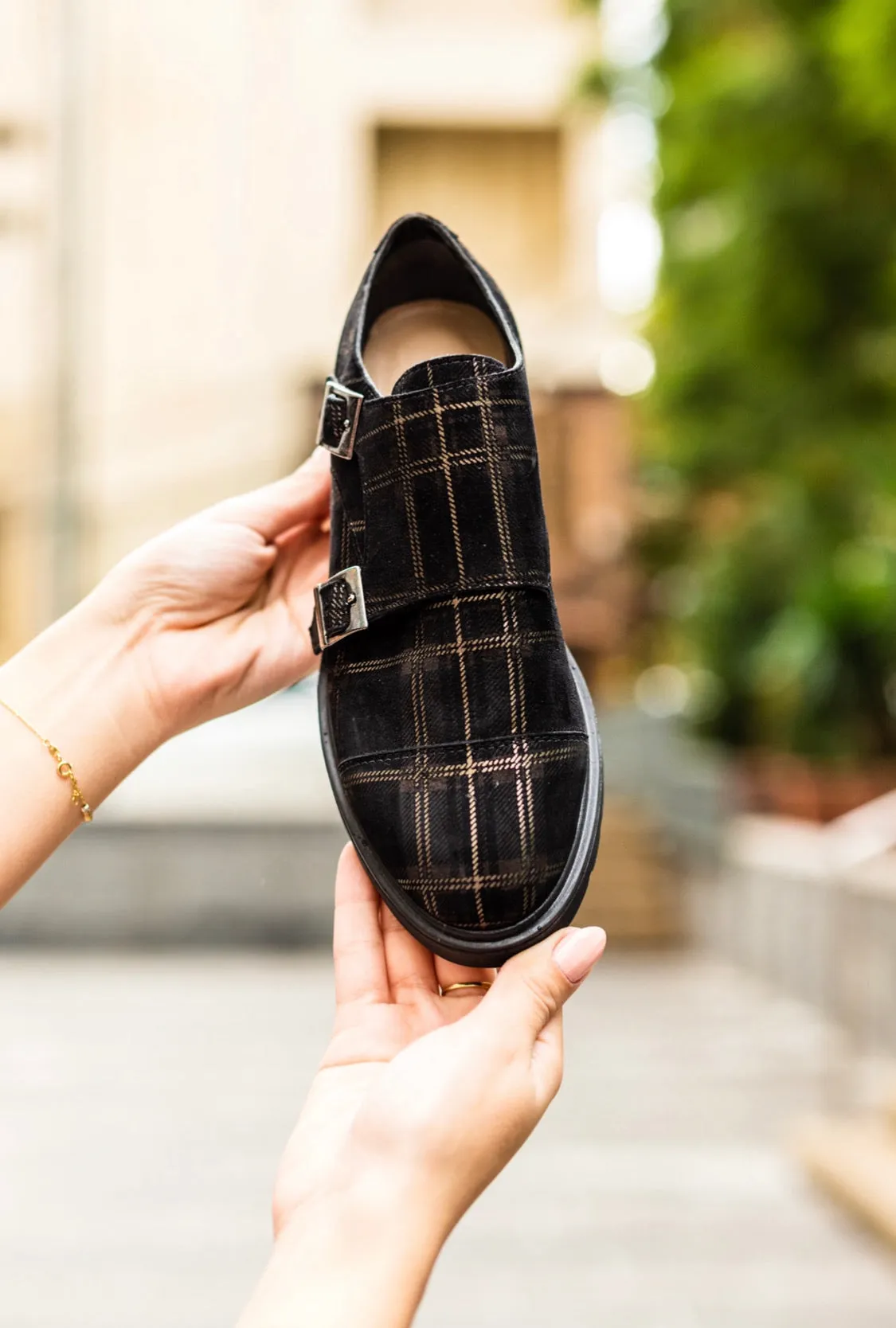La 6ème Glen Plaid Monks in Black