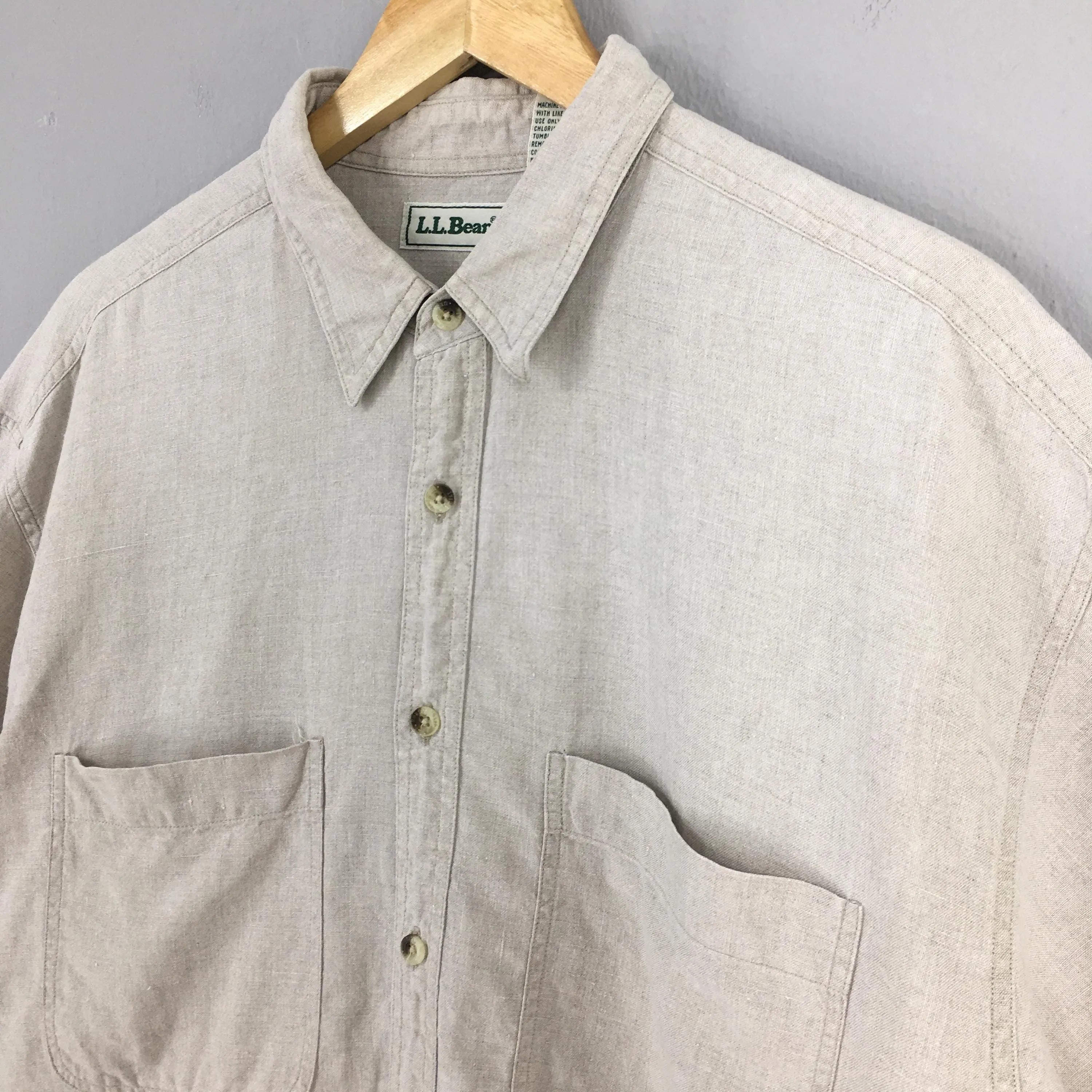 LL Bean Plain Linen Shirt Large
