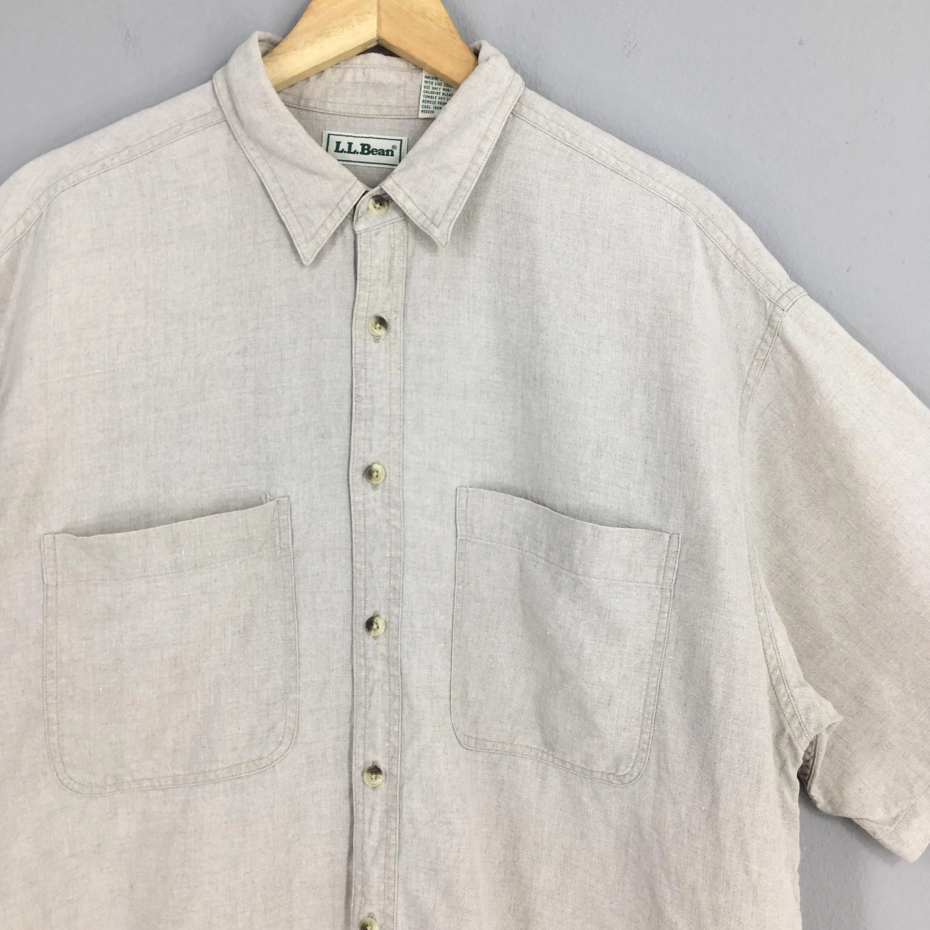 LL Bean Plain Linen Shirt Large