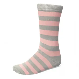 Men's Blush Pink and Gray Striped Socks
