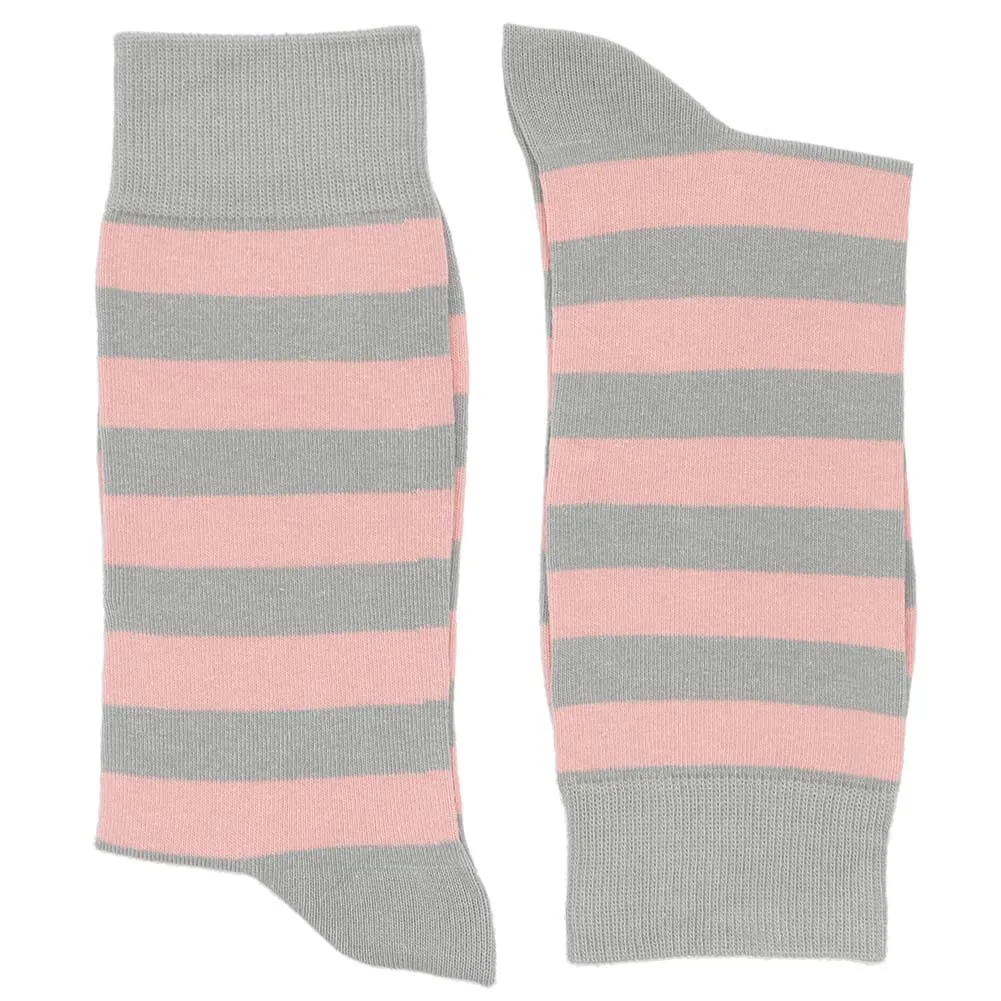 Men's Blush Pink and Gray Striped Socks