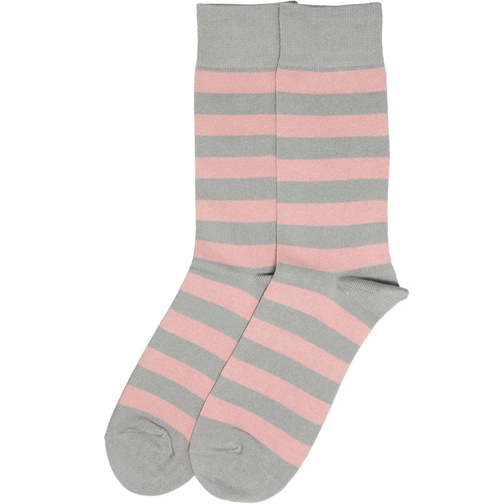 Men's Blush Pink and Gray Striped Socks