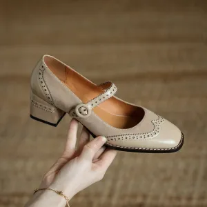 new Women pumps natural leather 22-25cm length Brogues shoes Cowhide   sheep suede upper Mary Jane shoes platform shoes