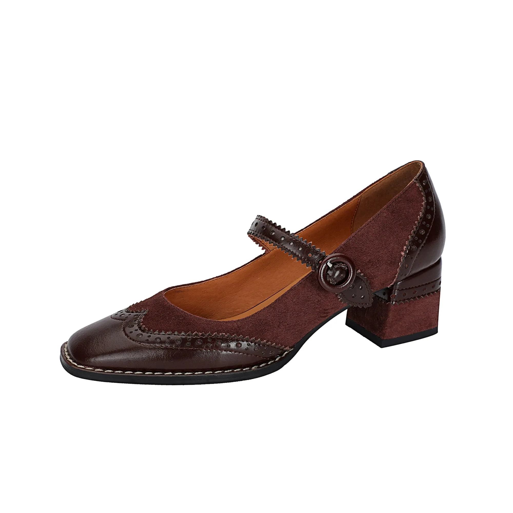 new Women pumps natural leather 22-25cm length Brogues shoes Cowhide   sheep suede upper Mary Jane shoes platform shoes