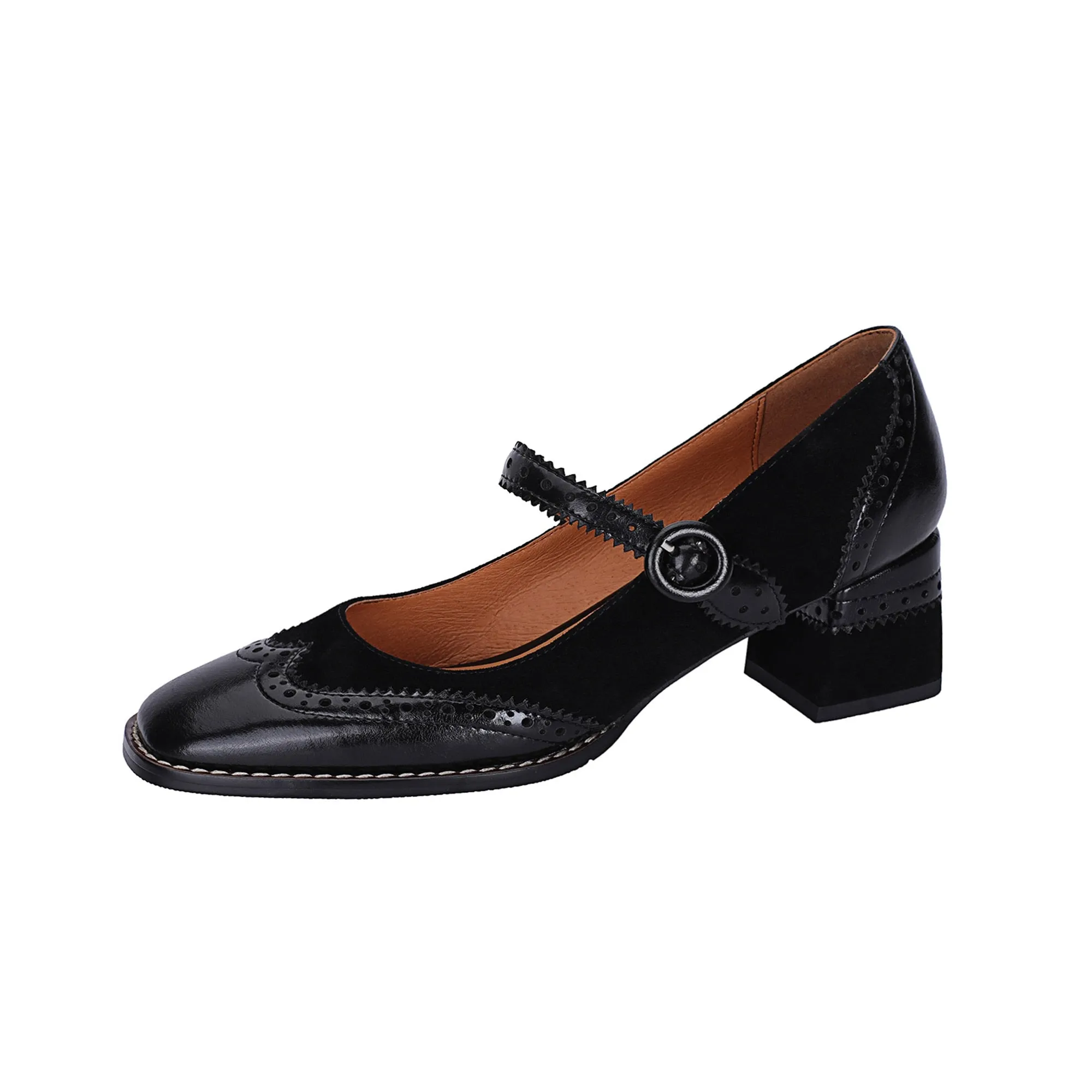 new Women pumps natural leather 22-25cm length Brogues shoes Cowhide   sheep suede upper Mary Jane shoes platform shoes