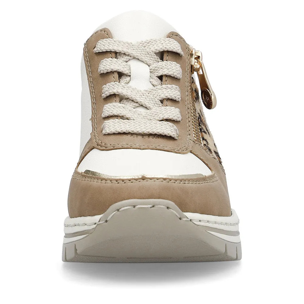 Rieker Ladies Leopard Trim Wedge Heel Sneaker
