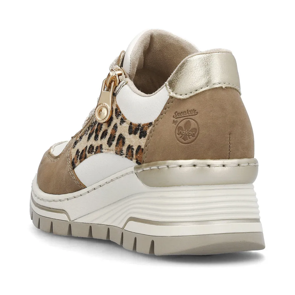 Rieker Ladies Leopard Trim Wedge Heel Sneaker