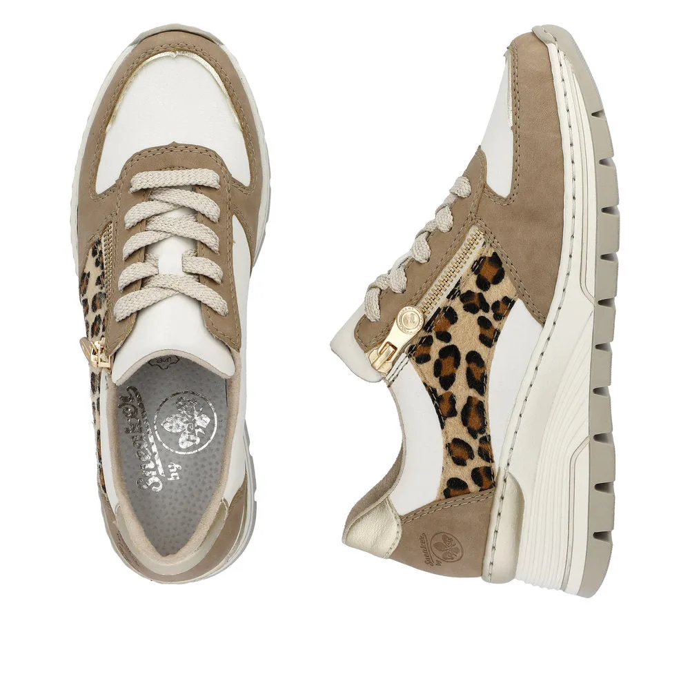 Rieker Ladies Leopard Trim Wedge Heel Sneaker