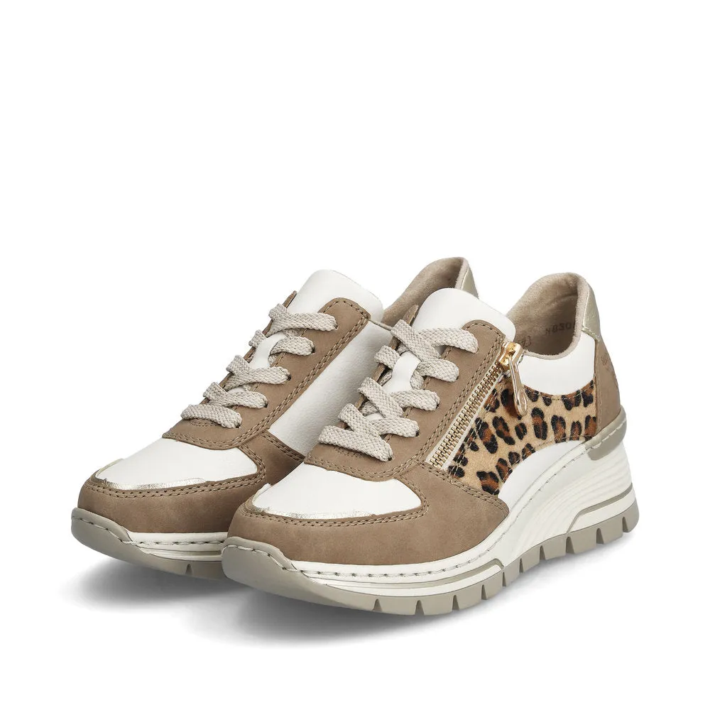 Rieker Ladies Leopard Trim Wedge Heel Sneaker