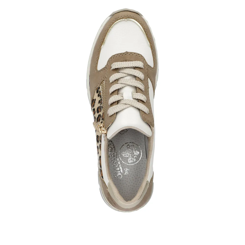 Rieker Ladies Leopard Trim Wedge Heel Sneaker