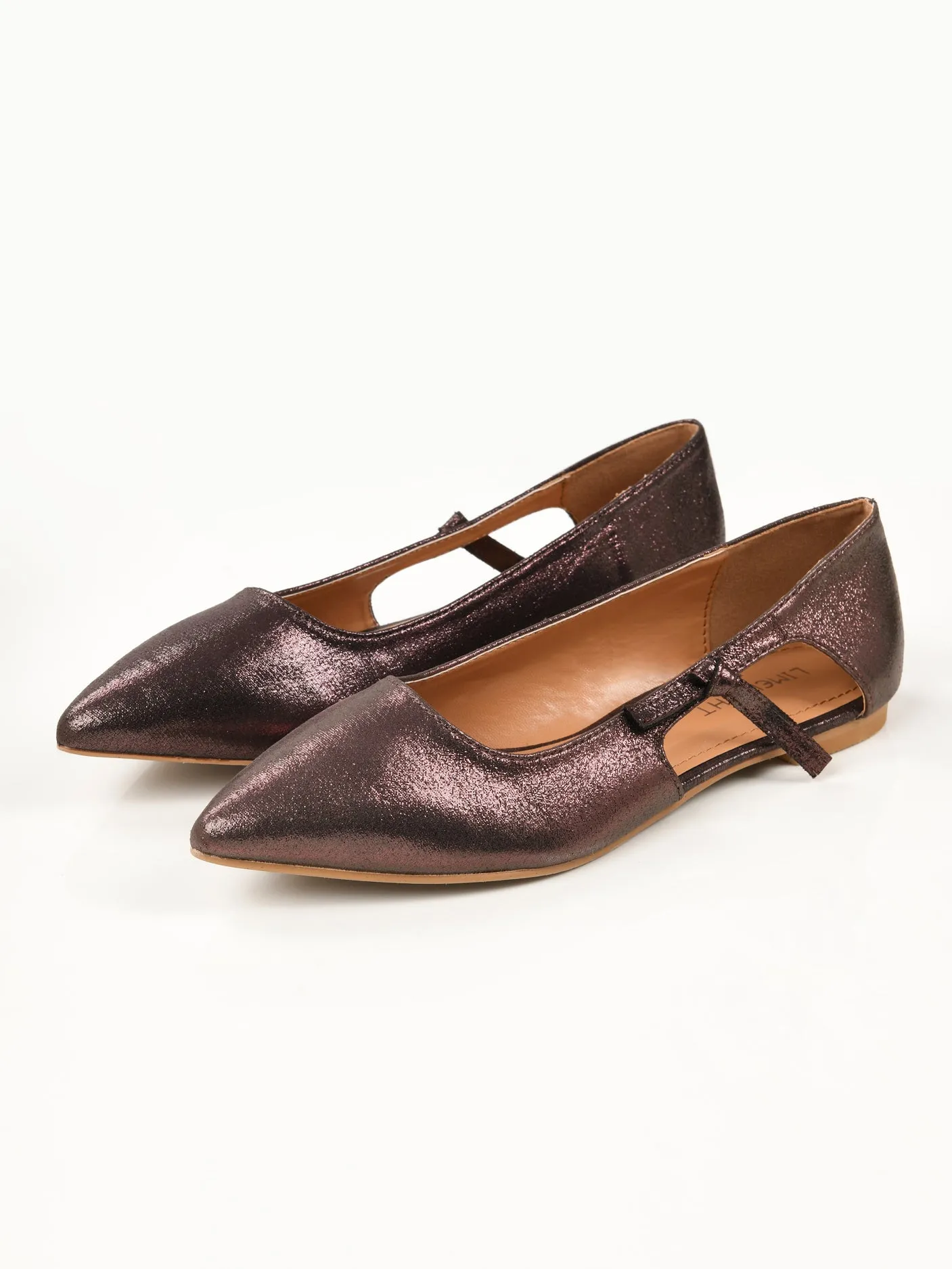 Shiny Flat Shoes - Dark Purple