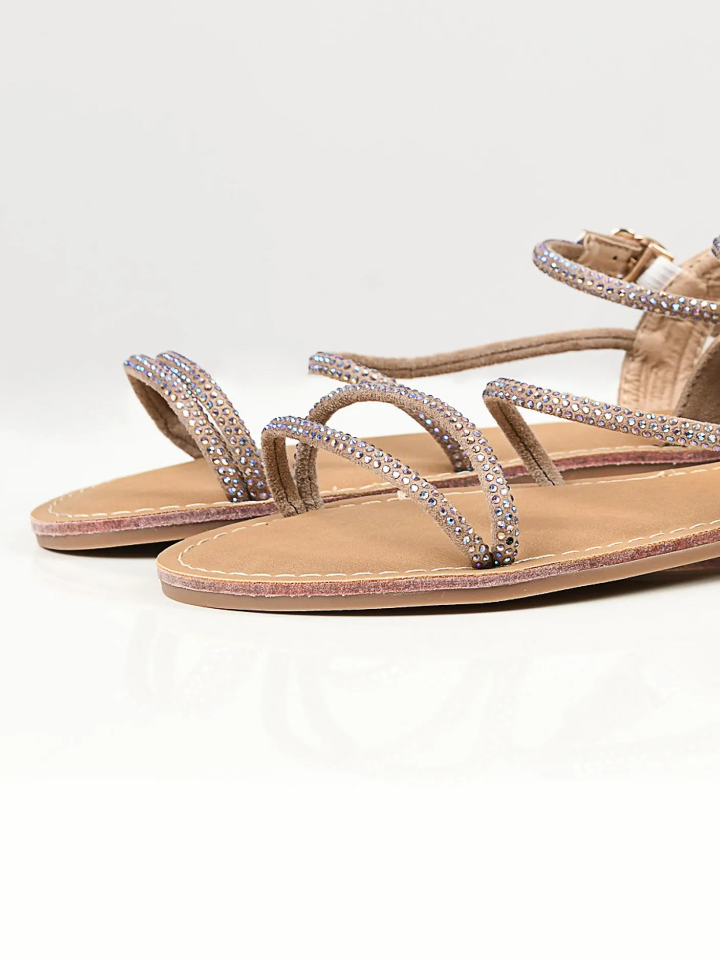 Shiny Sandals -  Beige