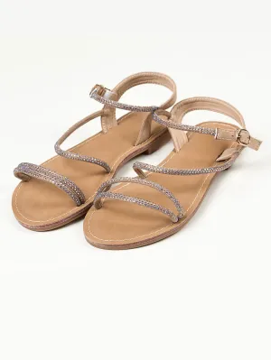 Shiny Sandals -  Beige