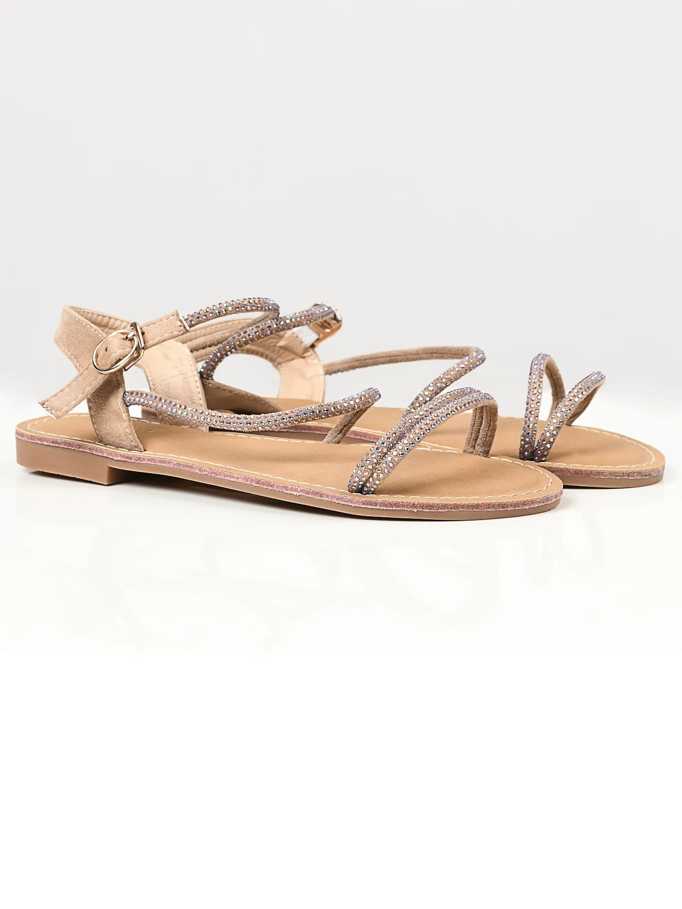 Shiny Sandals -  Beige
