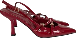 Simmi London Aska Red Patent Sling Back Court Shoes UK 5 EU 38 