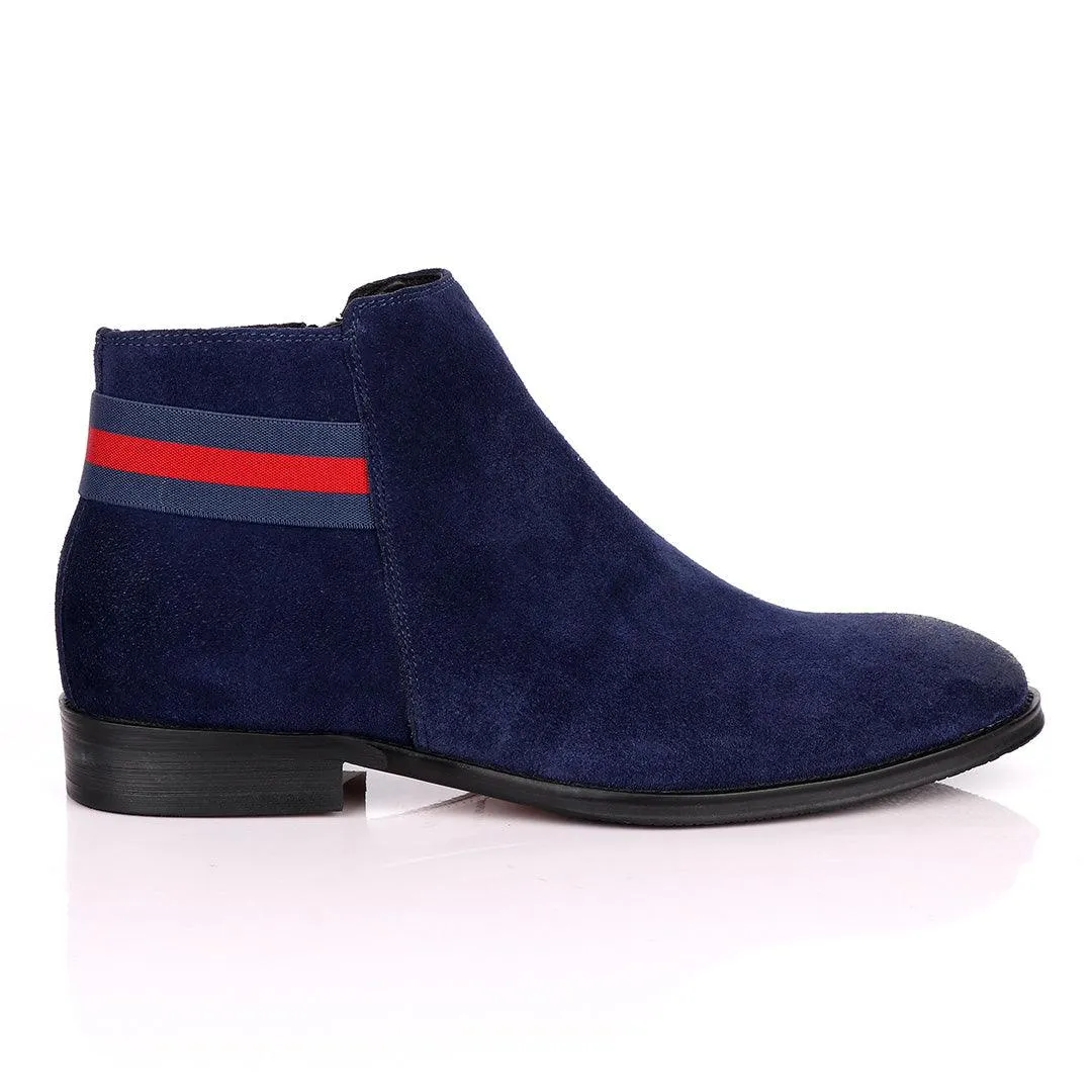 Terry Taylors Navy Blue Suede Chelsea Formal Boot.