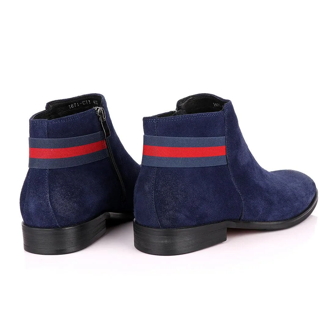 Terry Taylors Navy Blue Suede Chelsea Formal Boot.