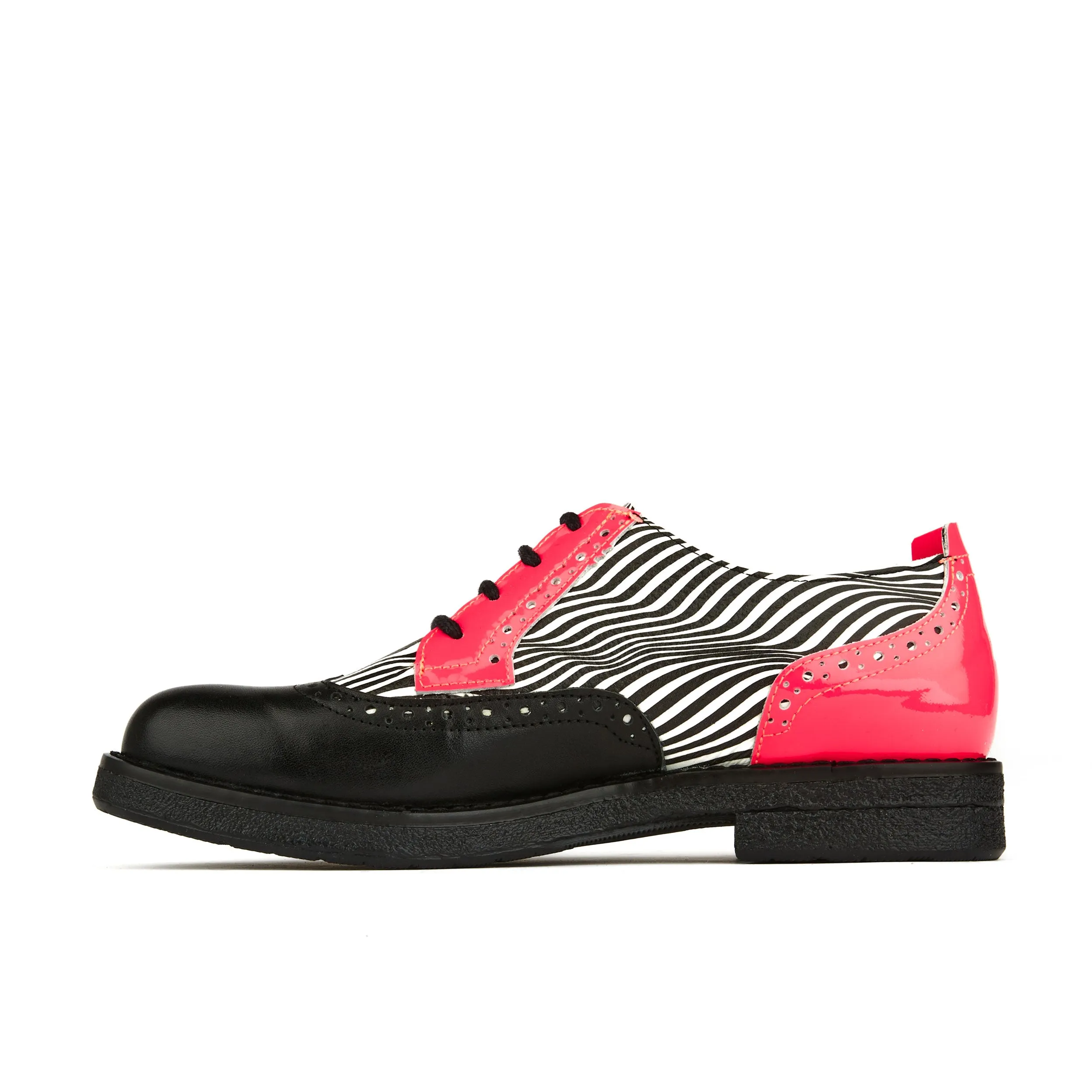 The Artist - Optical Zebra - Womens Italian leather shoe with rubber sole and broguing